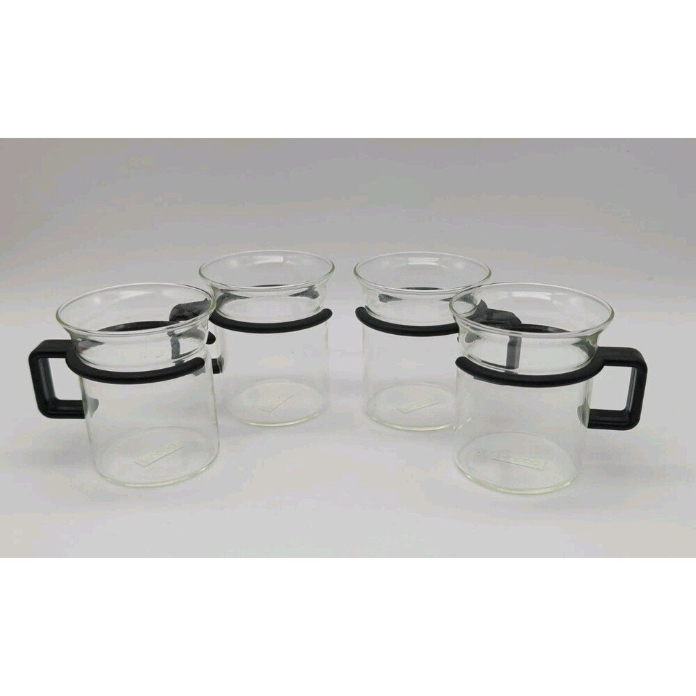 Set 4 of Vintage BODUM Picard Black Handle Espresso Cups Star Trek TNG